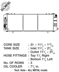 CSF 88-90 Cherokee (XJ) 4.0L w/o filler neck (3-Row Copper Core) Radiator
