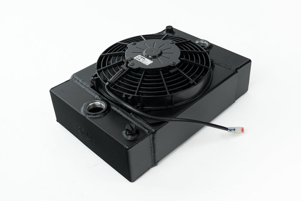 CSF Universal Drag Race / Tuck Radiator -10.5H x 10L x 3.6W (5.65 w/fan) - Includes 9-inch SPAL fan - Includes inlet/outlet kit (1.25 or -16)