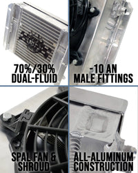 CSF 13.8in x 10in Dual Fluid Bar & Plate HD Oil Cooler w/9in SPAL Fan