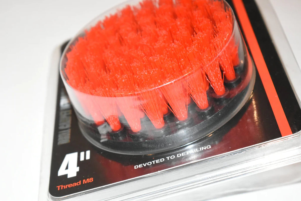 Red Upholstery Carpet Brush with Drill Attachment - 4 Inch - Maxshine